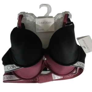 Calvin Klein 2 Pack Lightly Lined Demi Bras, Tawny Black, 38B